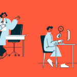Ilustración vectorial doctores de oftalmología en oficina