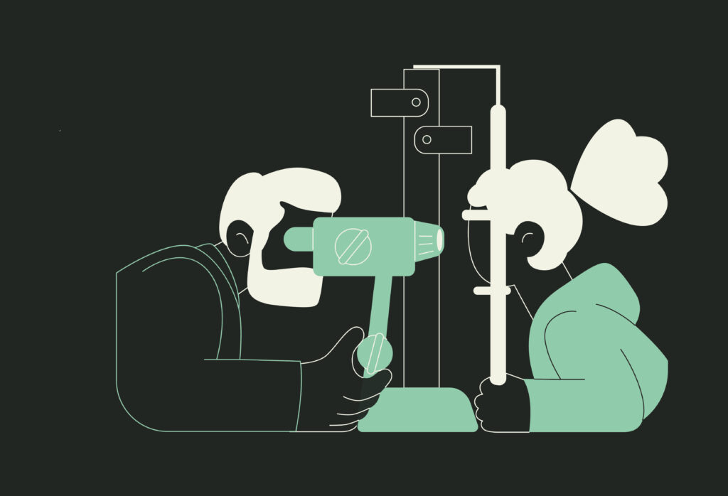 Ilustración de vectores de médico oftalmólogo examinando a una paciente con equipo médico, para ejemplificar la agenda de eventos en oftalmología