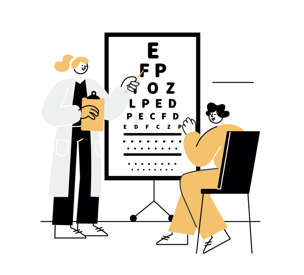 Profesional realizando estudios para detectar miopía