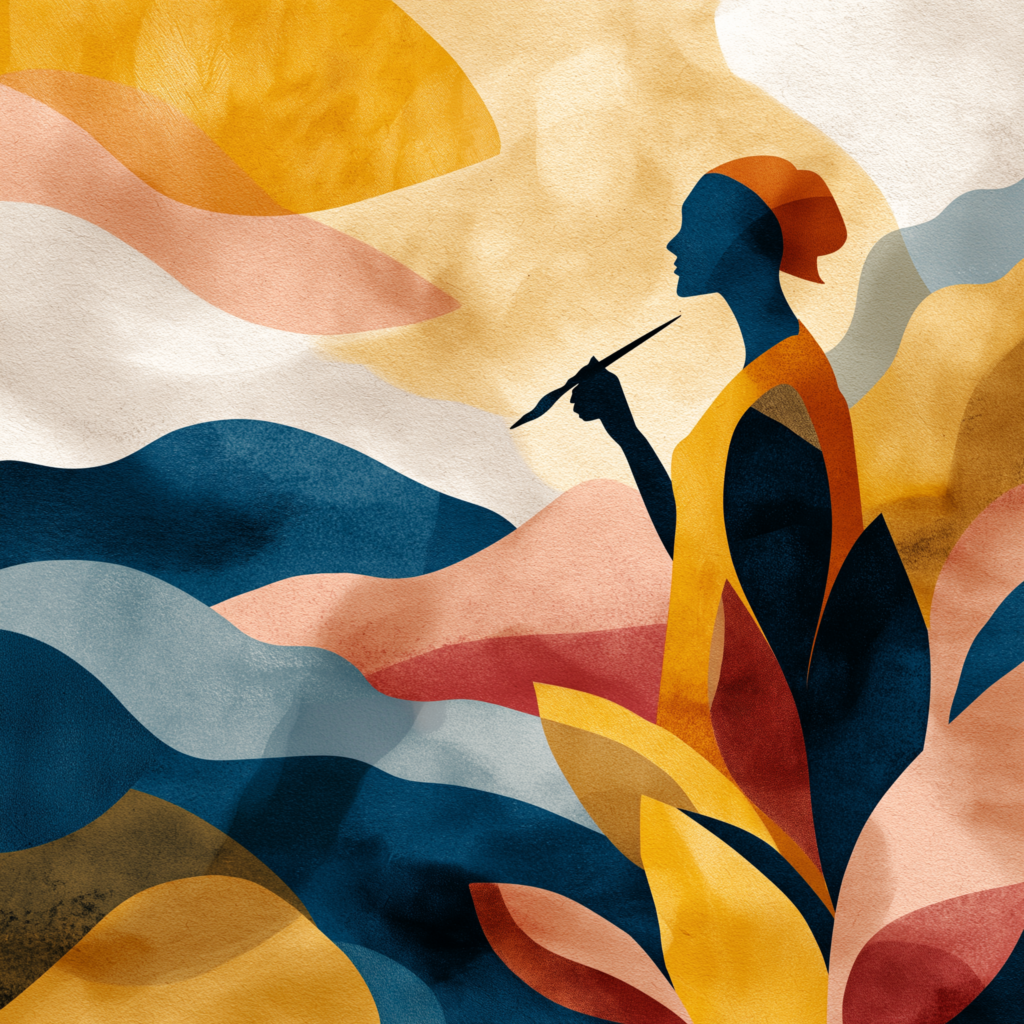 Ilustración de mujer pintando